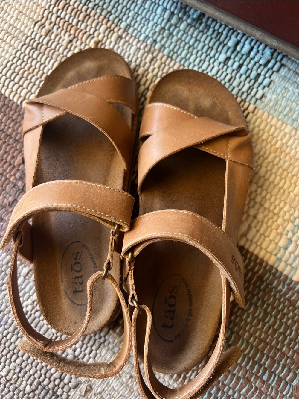 Taos Footwear Sideways Sandals - Caramel, size EU 38, Size 7.5